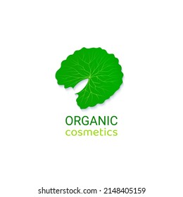 Cica logotype vector illustration. Green leaf logo for organic cosmetics, natural products, beauty and medicine Gotu kola icon logo template. Centella Asiatica ecological concept. 