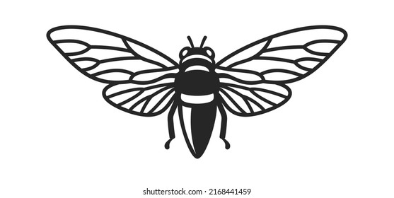 Icono de insecto Cicada sobre fondo blanco. Ilustración del vector