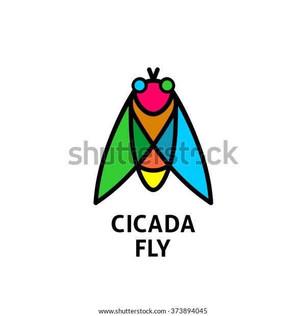 Cicada Colorful Symbol Insect Top View Stock Vector (Royalty Free ...