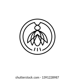 cicada firefly insect pest circle line logo design