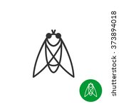 Cicada insect black outline icon. Line style fly logo.