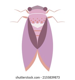 insecto Cicada. Diseño decorativo en la tierra de los colores naturales. Ilustración vectorial de insectos geométricos en estilo plano