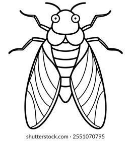 Ilustração vetorial plana de inseto Cicada em um fundo branco