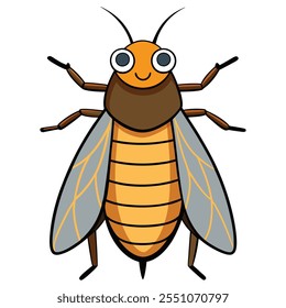 Ilustração vetorial plana de inseto Cicada em um fundo branco