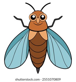 Ilustração vetorial plana de inseto Cicada em um fundo branco