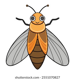 Ilustración vectorial plana del insecto de la cigarra en un fondo blanco