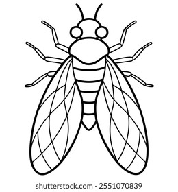 Cicada insect flat vector illustration on a white background