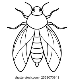 Ilustração vetorial plana de inseto Cicada em um fundo branco