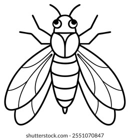 Ilustração vetorial plana de inseto Cicada em um fundo branco