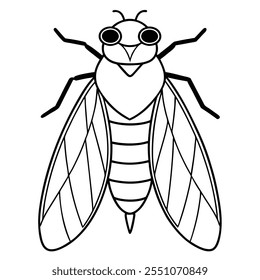 Ilustração vetorial plana de inseto Cicada em um fundo branco