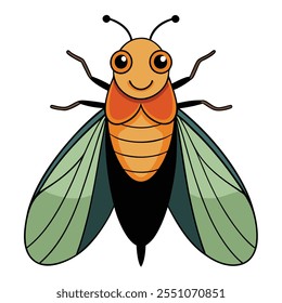 Ilustração vetorial plana de inseto Cicada em um fundo branco