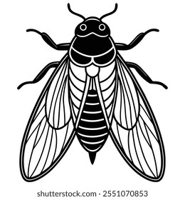 Ilustração vetorial plana de inseto Cicada em um fundo branco