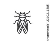 Cicada insect line icon. linear style sign for mobile concept and web design. Fly insect outline vector icon. Symbol, logo illustration. Vector graphics