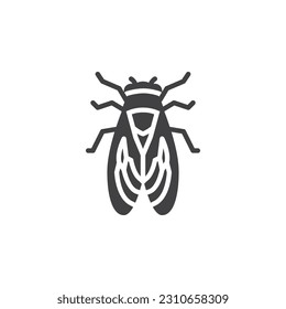 Icono del vector del insecto Cicada. signo plano relleno para concepto móvil y diseño web. Icono de glifo de insecto de vuelo. Símbolo, ilustración del logotipo. Gráficos vectoriales