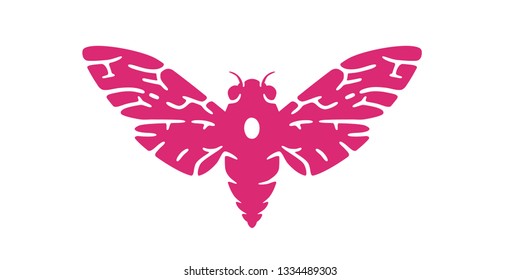 Cicada Logo. Käfer. Einfaches Symbol für Cartoon-Design, Emblem. Realistische Silhouette.Schmetterling. Vektorillustration im Flachstil.