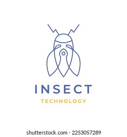 cicadas insect animal singer voice loud afternoon technology line logo design vector icon illustration template