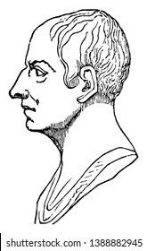 Cicero, 106 BC-43 BC, he was a Roman politician, lawyer, consul of the Roman Republic, and governor of the Roman province of Cilicia, vintage line drawing or engraving illustration