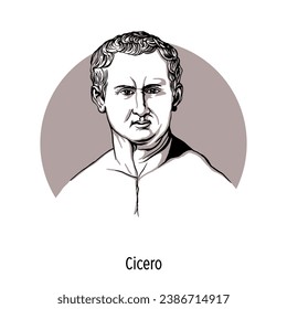 Cicero - Roman statesman and politician of the republican period, orator, philosopher, scientist. Vector illustration is hand-drawn.