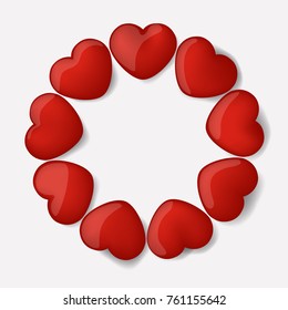 cicle of abstract red heart shape