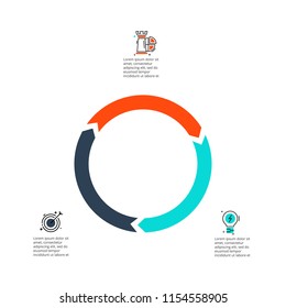 Cicle arrows for infographic. Template for diagram, graph, presentation and round chart. Business concept with 3 options, parts, steps or processes. Thin line icons.