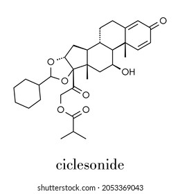 Ciclesonide Glucocorticoid Drug Molecule. Skeletal Formula.