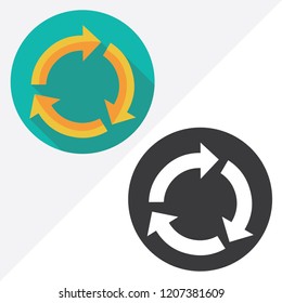 Cicrcle arrow flat vector icon. Illustration of black and white icons.