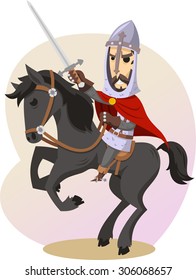 the cid spanish hero who fought moors in the middle ages
vector cartoon illustration