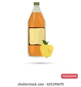 Cider bottle and apple color flat icon for web and mobile design