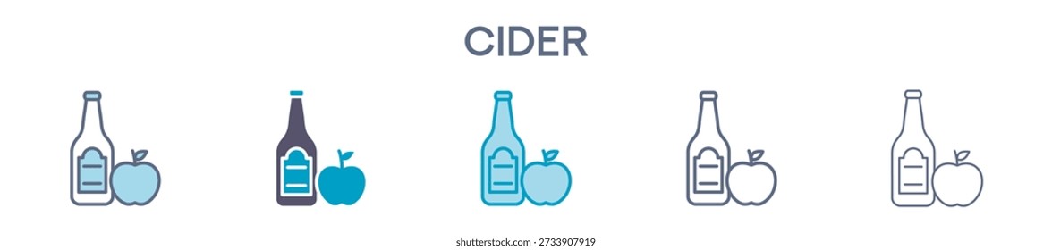 Ícone de garrafa de sidra � Apple Alcohol Drink Line Ilustração vetorial