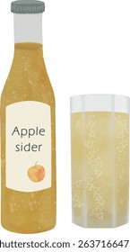 Cider Clipart – Refreshing Apple Beverage in Bottle and Glass