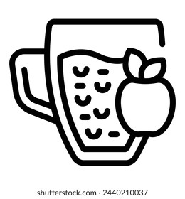 Cider cup icon outline vector. Fresh juice mug. Drink natural fruity beverage