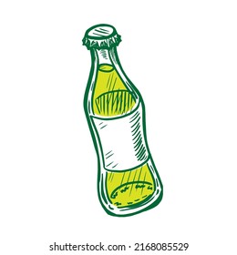 Cider in a glass bottle vector illustration on white background