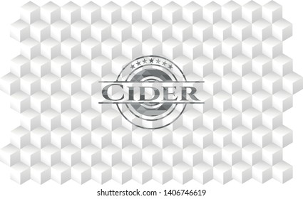 Cider grey emblem. Vintage with geometric cube white background