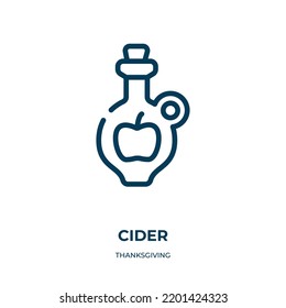 Cider icon. Linear vector illustration from thanksgiving collection. Outline cider icon vector. Thin line symbol for use on web and mobile apps, logo, print media.