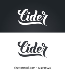 Cider label hand lettering. Handmade vector calligraphy collection