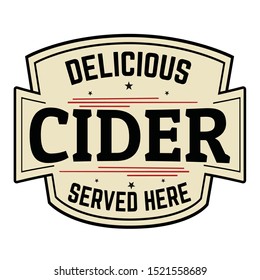 Cider label or sticker on white background, vector illustration