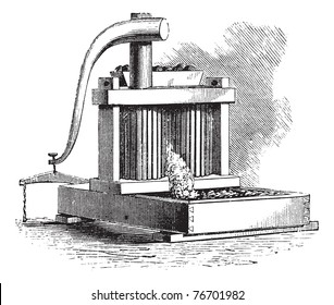 Cider Mill, vintage engraving. Old engraved illustration of a Cider Mill.