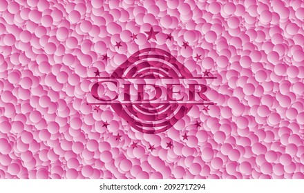 Apfelrosa-Schild mit Blasen-Hintergrund. Vektorgrafik. Detaillierte Angaben. 