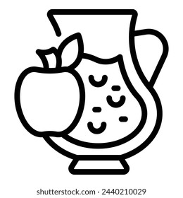 Cider pitcher icon outline vector. Fresh pressed apple drink. Natural fruits drink