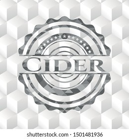 Cider retro style grey emblem with geometric cube white background