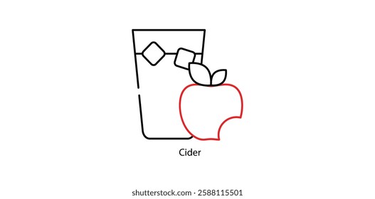 Cider Vector Icon - Fruity and Fermented Apple Beverage Glass