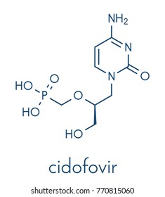 Cidofovir cytomegalovirus (CMV, HCMV) drug molecule. Can probably also be used against smallpox infection. Skeletal formula.