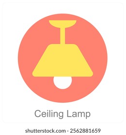 Cieling Lamp and lamp icon concept