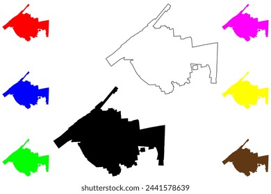 Cienaga city (Republic of Colombia) map vector illustration, scribble sketch Ciénaga map