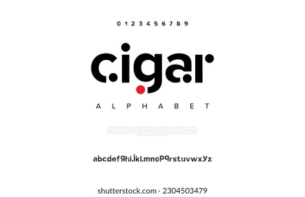 Cigar abstract digital technology logo font alphabet. Minimal modern urban fonts for logo, brand etc. Typography typeface uppercase lowercase and number. vector illustration