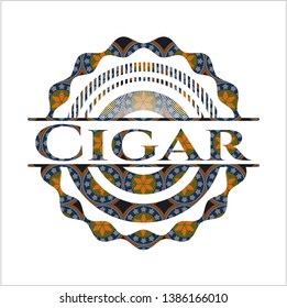 Cigar arabesque emblem. arabic decoration.