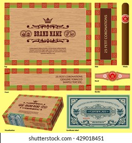 cigar box design set vector templates stock vector royalty free 429018451