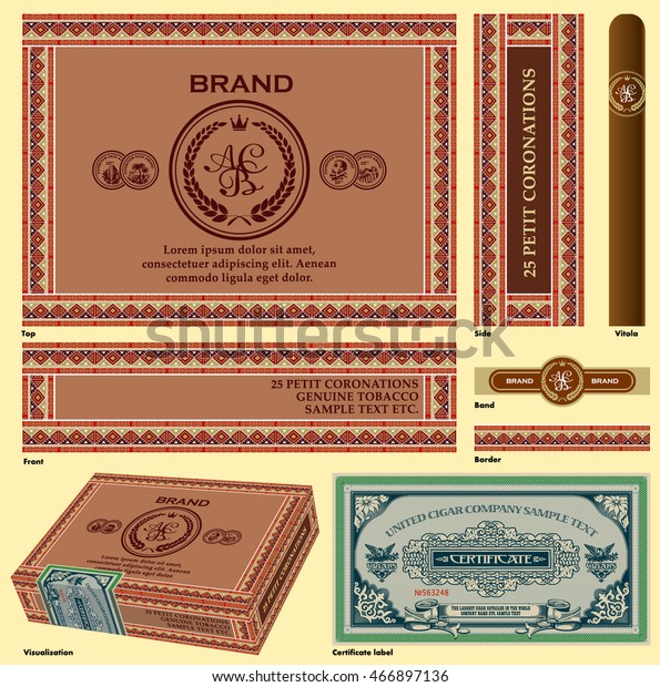 cigar box design set vector elements stock vector royalty free 466897136