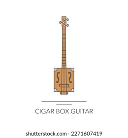 Cigar box guitar outline colorful icon. Vector illustration