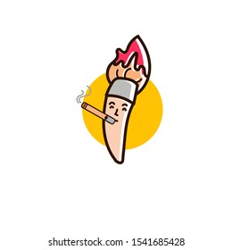 cigar and brush logo design-vector illustration